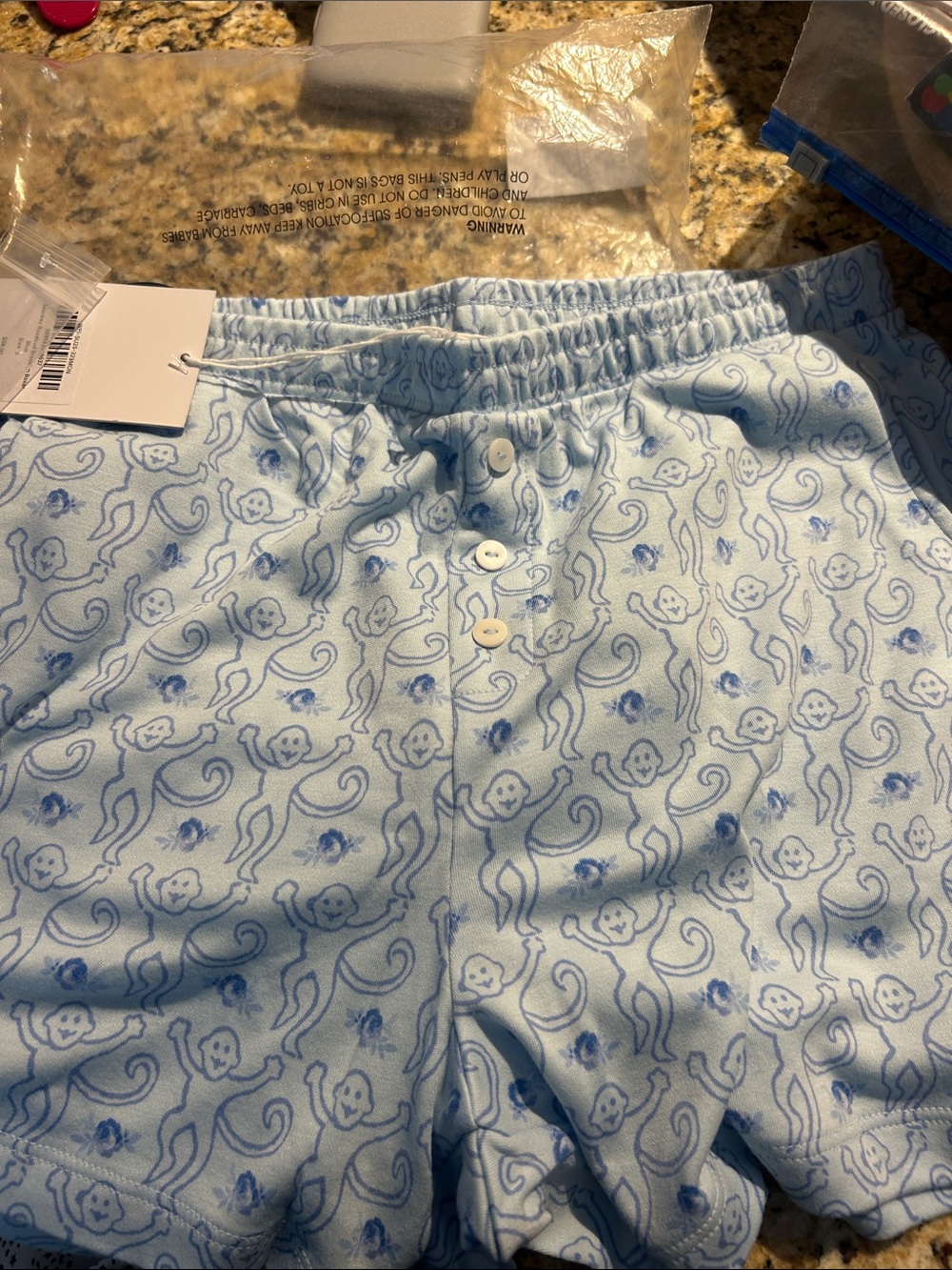 Roberta Roller Rabbit Light Blue Monkey Print Pajama Shorts